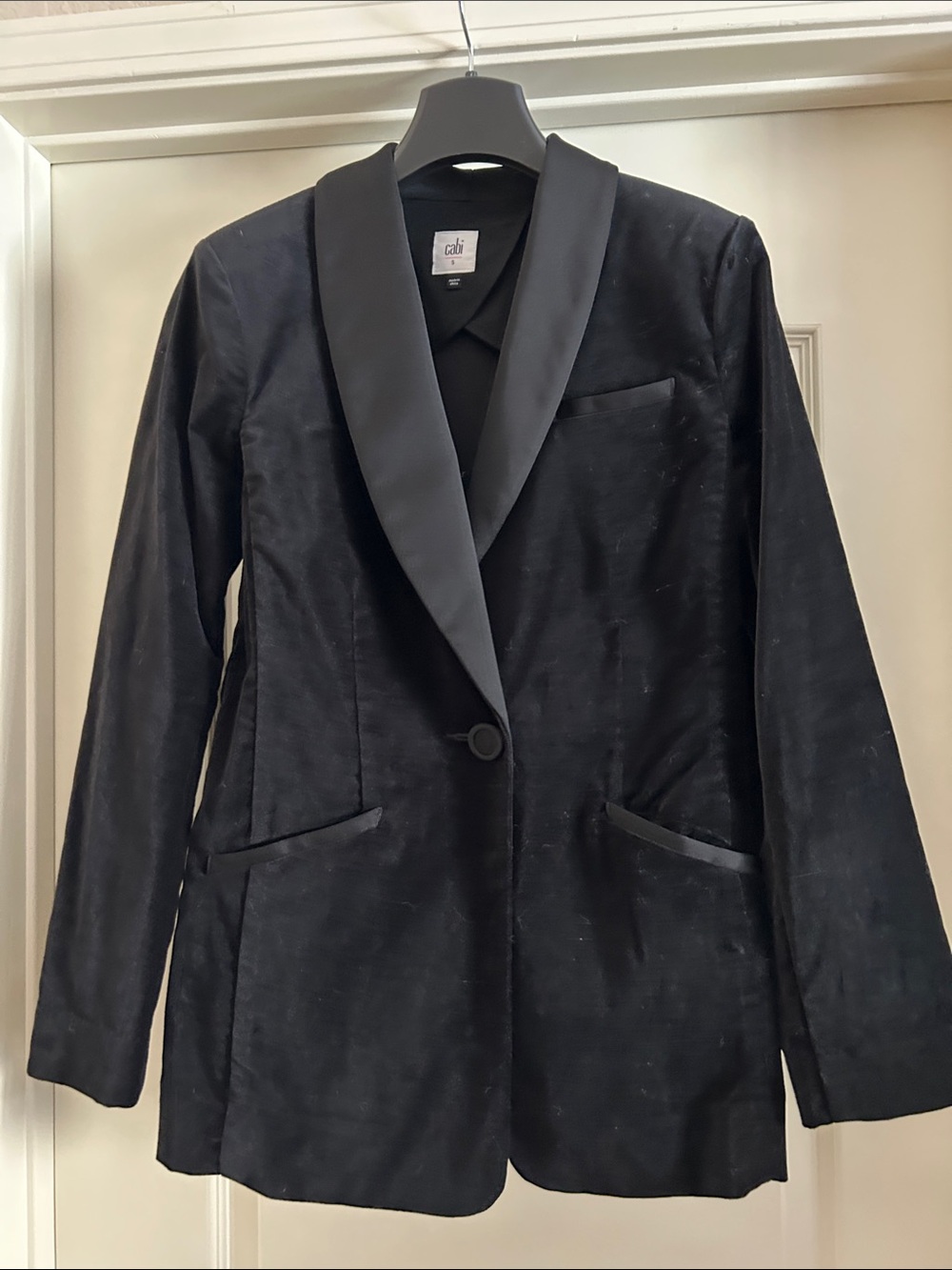 CAbi Black Velvet Tuxedo Blazer